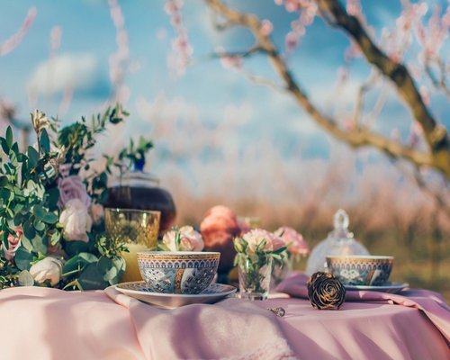 Smartphone on a table with notifications off next to a cup of tea